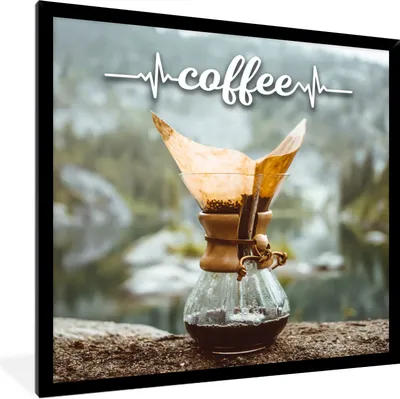 Produktbild von MuchoWow® Gerahmtes Poster Zitate - Kaffee - Sprichwörter 40x40 cm - Poster mit Schwarzem Bilderrahmen Wandposter Rahmen Foto Bilder - Mit Rahmen - Wanddekoration Schlafzimmer