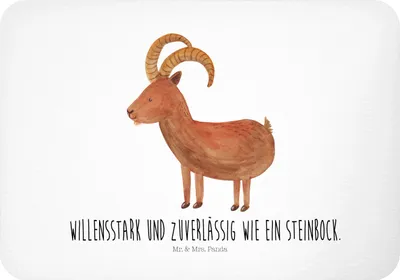 Produktbild von Mr. & Mrs. Panda Kühlschrankmagnet Sternzeichen Steinbock - Weiß - Geschenk, Pinnwandmagnet, Steinböcke, Geburtstag Januar, Dezember, küchenmagnet, whiteboardmagnet, Bock