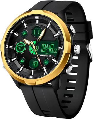 Produktbild von Herren Sport Armbanduhr Digital Analog Quarz Großes Zifferblatt 5ATM wasserdicht LED Alarm Stoppuhr Datum 12/24H Silikonarmband Uhr