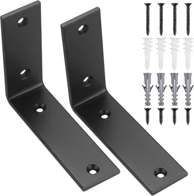 Obrázek produktu pro Rohové úhelníky, černé, 2 kusy, rozměry 125 x 100 x 38 mm, pro dřevěné police