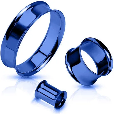 Produktbild von Flesh Tunnel Plug Edelstahl Ohr Piercing Ohrstecker Double Flared Hollow blau 4 mm