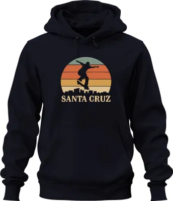 Obrázek produktu pro Santa Cruz Skateboard Skater Retro Sunset Vintage Beach Uni mikina s kapucí, Navy, XL
