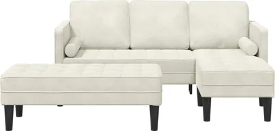 Image de Ensemble de canapés vidaXL, 2 pièces, couleur crème, en polyester
