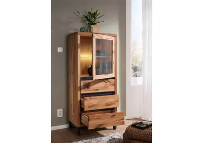 Produktbild von MASSIVMOEBEL24 Vitrine Wildeiche 65x40x148 natur geölt VILLANDERS #103