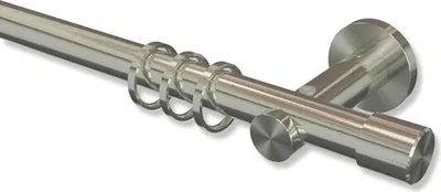 Produktbild von Interdeco Gardinenstange, Vorhangstange Edelstahl-Optik Modell Platon Santo, 20 mm Ø 1-läufig, 400 cm (geteilt)