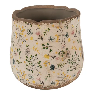 Zdjęcie produktu dla Clayre & Eef Doniczka Ø 21x19 cm Kwiaty ceramiczne beżowe