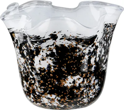 Image de Gilde Vase, "Petunia", Glas, schwarz, weiß, VE 1, H. 16.5 cm, D. 20 cm 52892 4063387528921