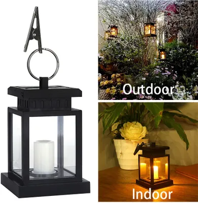 Image de ele ELEOPTION Sensor Solar Light LED Candle Lantern Outdoor Garden Yard Landscape Lantern