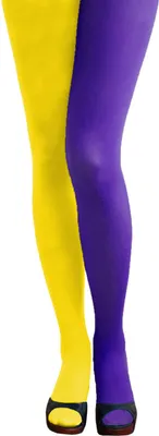 Produktbild von Oblique Unique y Strumpfhose für Damen 2-farbig blickdicht für Fasching Karneval - gelb lila