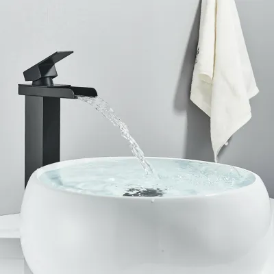 Produktbild von Badarmatur Wasserfall, Edelstahl und Messing, wasser­sparend, Einhebelmischer, für das Badezimmer