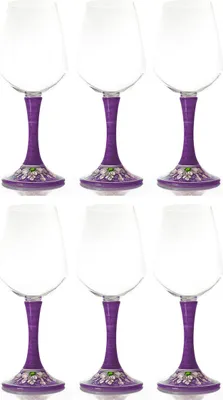 Produktbild von Casa Padrino Luxus Weinglas 6er Set Lila / Mehrfarbig H. 23,5 cm - Handgefertigte & handbemalte Weingläser - Hotel & Restaurant Accessoires - Luxus Qualität -  Italy