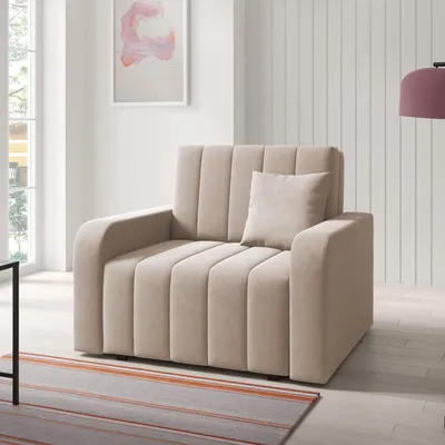 Produktbild von Sofasessel BOSTON I mit Ziernähten, 1-Sitzer Schlafsofa, Jugendsofa mit Schlaffunktion, ausziehbare Couch mit Bettkasten - Paros 02