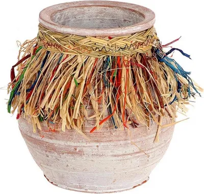 Produktbild von HBX natural living Vase Boho Stil rosa Keramik Dekoration 17x19cm