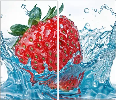 Produktbild von Spritzschutz Herdabdeckplatte Schneidebrett aus Glas Erdbeere Splash 2-Teilig (60x52cm)