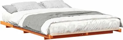 Image de vidaXL Cadre de lit brun cireux 140 x 220 cm Pin massif