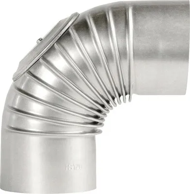 Produktbild von Bogen 90 ° mit Tür Ø 110 mm Stahlblech Verzinkt silber speziell für Gas