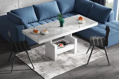 Produktbild von Design Couchtisch Tisch HLU-111 Schublade höhenverstellbar ausziehbar Esstisch