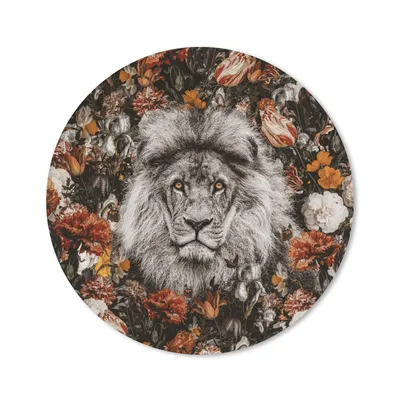 Produktbild von MuchoWow® Mauspad Mousepad Blumen - Löwe - Porträt 30x30 cm - Mousepads - Maus Mat - Pad - Mausunterlage - Tischunterlage - Schreibtischmatten