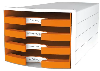 Imagen del producto de HAN 1013-51: Caja de cajones IMPULS, formato A4/C4, 4 cajones abiertos, color blanco/naranja