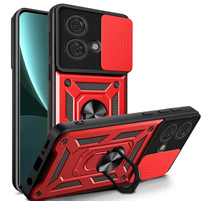Produktbild von Outdoor Panzer Hülle Motorola Edge 40 Neo Handyhülle mit Kameraschutz Ringhalter Rot