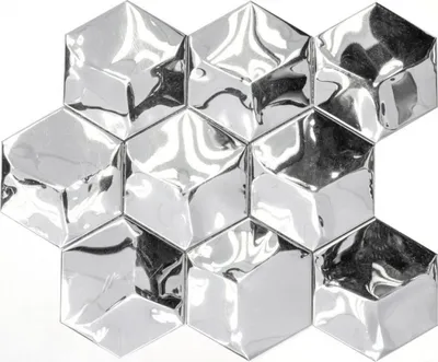 Produktbild von Mosaik Rückwand Edelstahl silber Hexagon 3D Stahl glänzend MOS129-HXM10SG_f