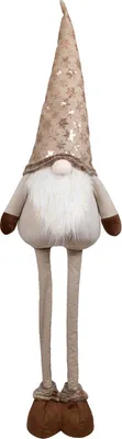 Produktbild von Weihnachten XL Wichtel ausziehbare Beine 57-87cm (100-130cm) Figur beige Glitzer
