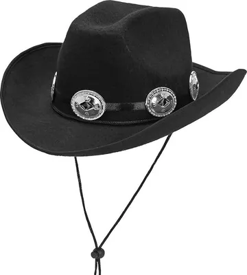 Produktbild von Schwarzer Filz-Cowboyhut mit Silbermünzen