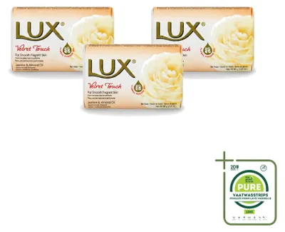 Obrázok produktu pre 3 kusy mydla Lux Velvet Touch – hydratačné – 80 g – veľké balenie