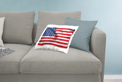 Produktbild von MuchoWow® Zierkissen Sofakissen Wohnzimmer Dekokissen 60x40 cm Flagge der Vereinigten Staaten auf weißem Hintergrund - Kopfkissen - Polster mit Foto