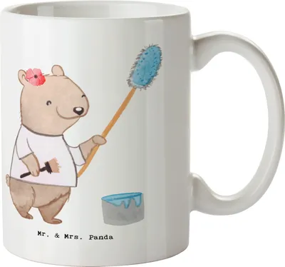Produktbild von Mr. & Mrs. Panda Tasse Malerin Herz - Weiß - Geschenk, Teetasse, Malerbetrieb, mit Spruch, Meisterprüfung, Kaffeebecher, Becher, Tapezieren, Geschenktasse, Renovieren