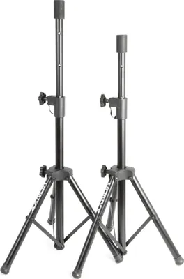 Produktbild von Vonyx PA Lautsprecherstativ-Paar Lautsprecher-Boxenständer Set (Standard-Flansch, Höhenverstellbar 69 - 135 cm, zusammenklappbar, 20 kg Belastbar je Stativ, Metallkonstruktion) schwarz