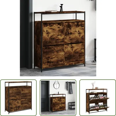 Obrázok produktu pre The Living Store Skriňa na topánky so 4 chlopňami, údený dub 100x34x112 cm