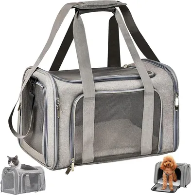 Produktbild von Tiertransporttasche Hundetasche Transportbox, Atmungsaktive und Faltbare Hundebox Katzen, bis 6,00 kg, mit Verstellbarem Schultergurt