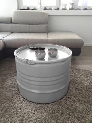 Immagine prodotto di Tavolino d'arredo Barrel Tavolino d'arredo di design con anello di fissaggio grigio Ø 57 cm