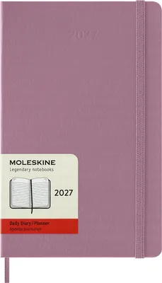 Produktbild von Moleskine Tageskalender für 12 Monate 2027, Format Large/A5, ein Tag pro Seite, Hardcover, Majestätisch Rosa