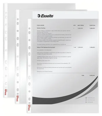 Produktbild von Esselte 13089, 210 x 297 mm (A4), Transparent, Polypropylen (PP), Matt, Oben, 230 mm