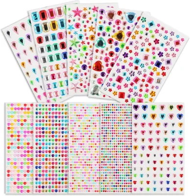 Imagen del producto de Pedrería autoadhesiva con brillo - Decoración deslumbrante - Cristales autoadhesivos de colores - Pedrería con brillo para el rostro en diversas formas