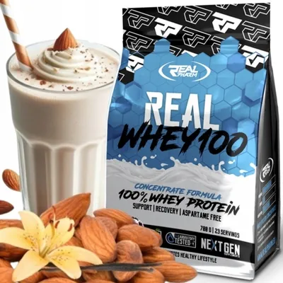 Immagine prodotto di Real Pharm Concentrato di proteine del siero di latte WPC 700 g di proteine in polvere, gusto: vaniglia e mandorla