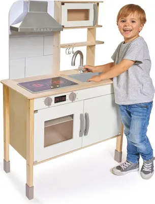 Produktbild von Eichhorn 100002494 - Spielküche aus Holz, Herd mit leuchtenden Herdplatten, Spüle, Backofen und Dunstabzug, 36x69x99cm, Kiefernholz, Birkenholz