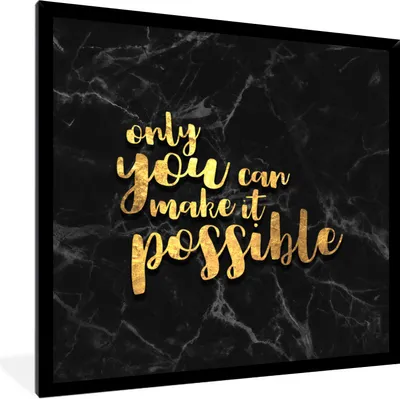 Produktbild von MuchoWow® Gerahmtes Poster Zitat - Motivation - Marmor - Gold 40x40 cm - Poster mit Schwarzem Bilderrahmen Wandposter Rahmen Foto Bilder - Mit Rahmen - Wanddekoration Schlafzimmer