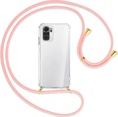 Produktbild von Handykette Backcover-Schutzhülle mit Band (Metall goldfarben) für Xiaomi Redmi Note 10 4G - rosa