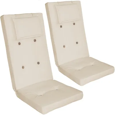 Produktbild von DETEX® Stuhlauflagen 2er Set Kopfkissen Rückhaltebänder Sitzkissen Stuhlkissen Kissen Hochlehner Auflage Sitzauflage Creme