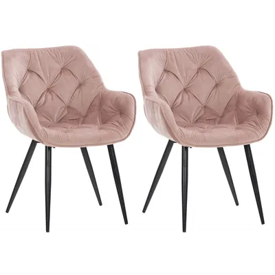 Produktbild von 2er Set Stuhl Tanna Samt, Farbe:pink