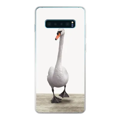 Produktbild von MuchoWow® Handyhülle Schutzhülle Hülle für Samsung Galaxy S10 Plus Schwan - Tiere - Vogel - Jungen - Mädchen - Kinder Silikon Softcase Handy Hülle - Schutzhülle