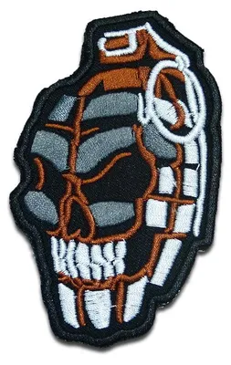 Obrázek produktu pro Skull Splinter Grenade - nášivka, nažehlovací, nažehlovací aplikace, nášivky, k nažehlení, velikost: 9,6 x 5,6 cm