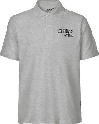 Produktbild von Huuraa Herren Polo Shirt Richterin mit Herz M Sport Grey Bio Baumwolle Fairtrade Poloshirt Geschenkidee