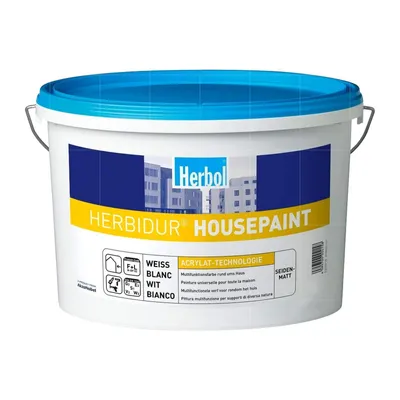 Produktbild von Herbol Herbidur Housepaint, Farbe, Fertig gemischt, Universal, Weiß, Seidenmatte Oberflächenbehandlung, Weiß