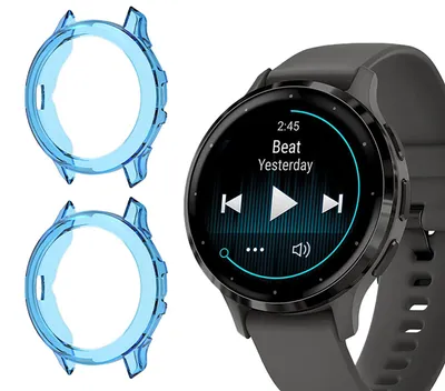 Immagine prodotto di Custodia compatibile con Garmin Venu 3S - Morbida e resistente agli urti - Blu - Custodia in TPU - Protezione per smartwatch - Confezione da 2 pezzi
