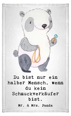 Produktbild von Mr. & Mrs. Panda Handtuch Schmuckverkäufer Herz - Weiß - Geschenk, Ausbildung, Klein, Goldschmied, Juwelier, stoffhandtuch, Gästetuch, Spruch, Frotteetuch, gäste wc