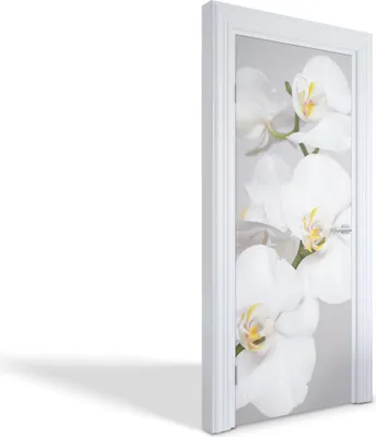 Produktbild von Türdeko Aufkleber Selbstklebende Wandsticker Personalisiert - Weiße Orchideen - 75 x 205 cm